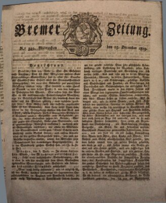 Bremer Zeitung Mittwoch 15. Dezember 1819