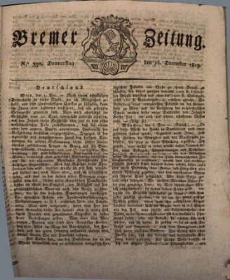 Bremer Zeitung Donnerstag 16. Dezember 1819