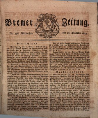 Bremer Zeitung Mittwoch 22. Dezember 1819