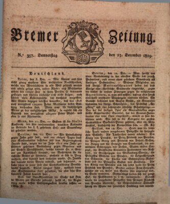 Bremer Zeitung Donnerstag 23. Dezember 1819