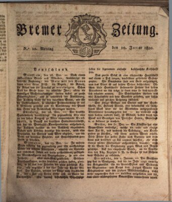 Bremer Zeitung Montag 10. Januar 1820