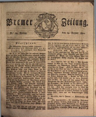 Bremer Zeitung Freitag 14. Januar 1820