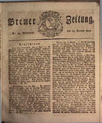 Bremer Zeitung Samstag 15. Januar 1820