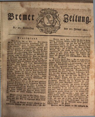 Bremer Zeitung Donnerstag 20. Januar 1820