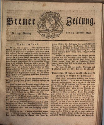 Bremer Zeitung Montag 24. Januar 1820