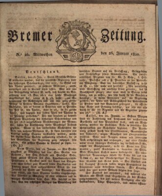 Bremer Zeitung Mittwoch 26. Januar 1820