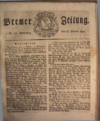 Bremer Zeitung Donnerstag 27. Januar 1820