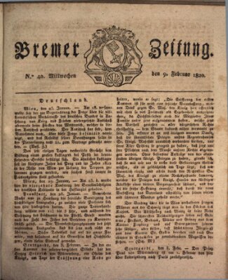 Bremer Zeitung Mittwoch 9. Februar 1820