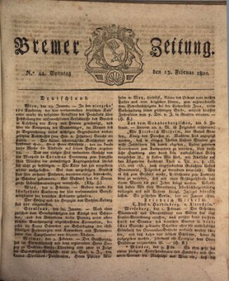 Bremer Zeitung Sonntag 13. Februar 1820