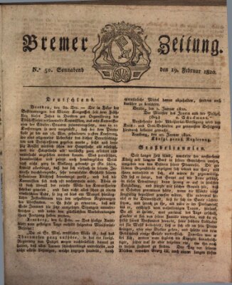 Bremer Zeitung Samstag 19. Februar 1820