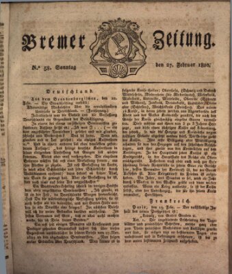 Bremer Zeitung Sonntag 27. Februar 1820