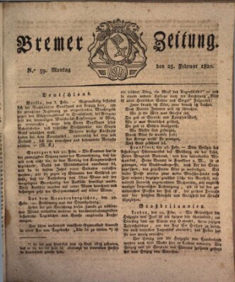 Bremer Zeitung Montag 28. Februar 1820