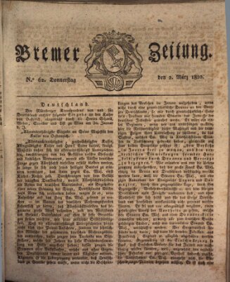 Bremer Zeitung Donnerstag 2. März 1820