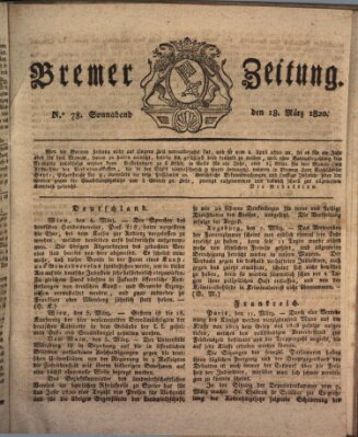 Bremer Zeitung Samstag 18. März 1820