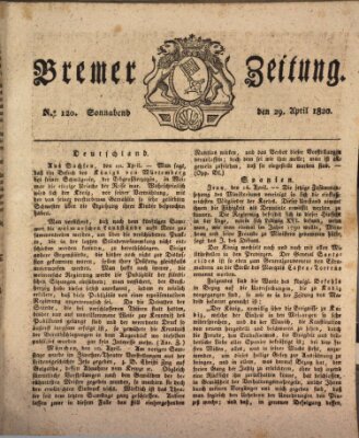 Bremer Zeitung Samstag 29. April 1820