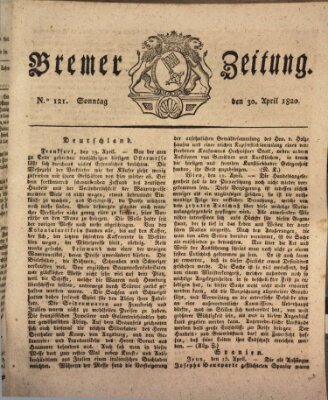 Bremer Zeitung Sonntag 30. April 1820