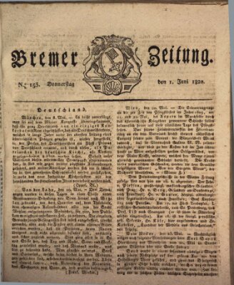 Bremer Zeitung Donnerstag 1. Juni 1820