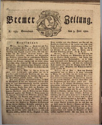 Bremer Zeitung Samstag 3. Juni 1820