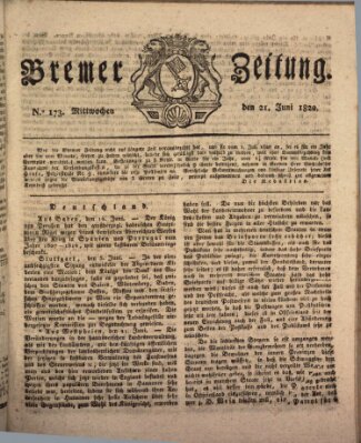 Bremer Zeitung Mittwoch 21. Juni 1820