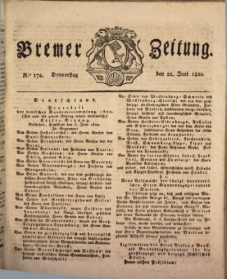 Bremer Zeitung Donnerstag 22. Juni 1820