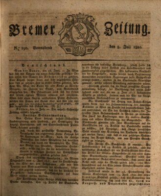 Bremer Zeitung Samstag 8. Juli 1820