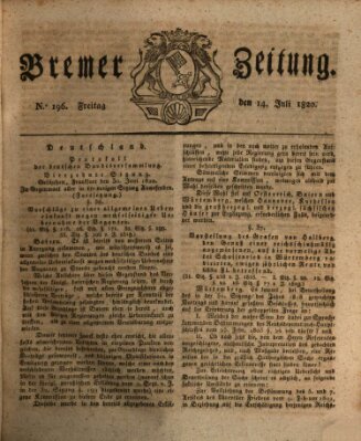 Bremer Zeitung Freitag 14. Juli 1820