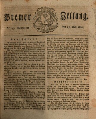 Bremer Zeitung Samstag 15. Juli 1820