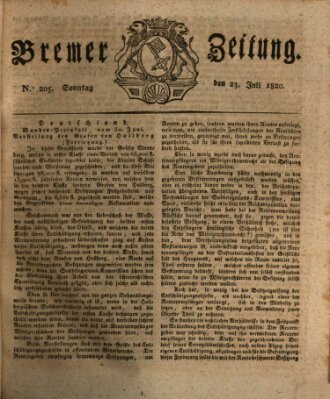 Bremer Zeitung Sonntag 23. Juli 1820