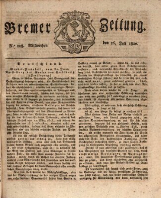 Bremer Zeitung Mittwoch 26. Juli 1820