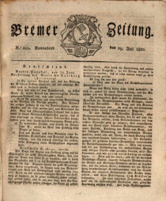 Bremer Zeitung Samstag 29. Juli 1820