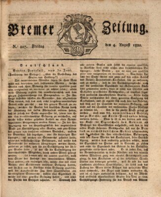 Bremer Zeitung Freitag 4. August 1820