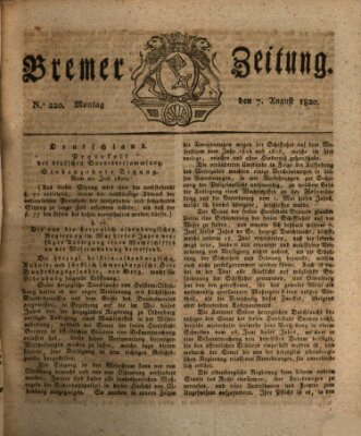 Bremer Zeitung Montag 7. August 1820