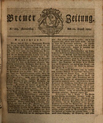 Bremer Zeitung Donnerstag 10. August 1820