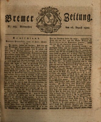 Bremer Zeitung Mittwoch 16. August 1820