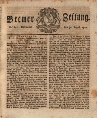 Bremer Zeitung Mittwoch 30. August 1820