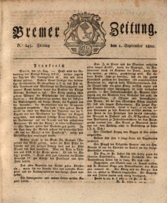 Bremer Zeitung Freitag 1. September 1820