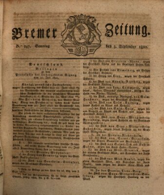 Bremer Zeitung Sonntag 3. September 1820