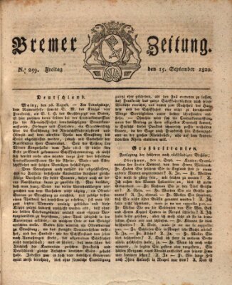 Bremer Zeitung Freitag 15. September 1820