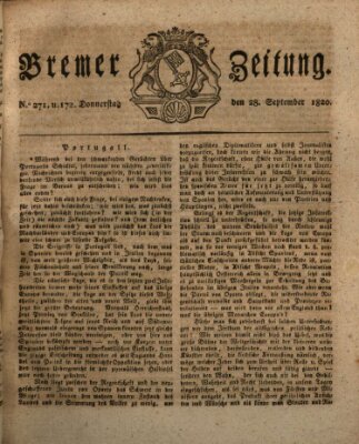 Bremer Zeitung Donnerstag 28. September 1820