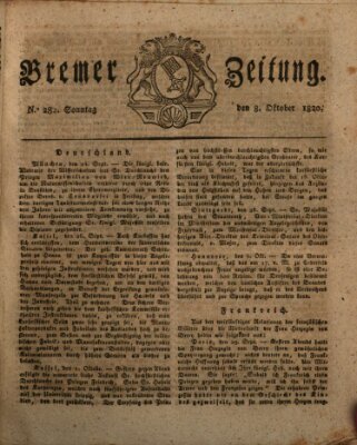 Bremer Zeitung Sonntag 8. Oktober 1820