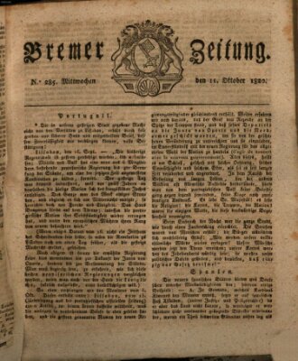 Bremer Zeitung Mittwoch 11. Oktober 1820