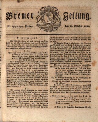 Bremer Zeitung Freitag 20. Oktober 1820