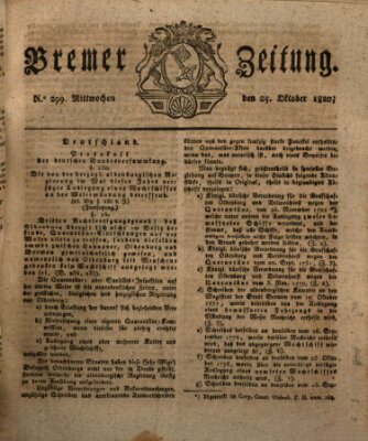 Bremer Zeitung Mittwoch 25. Oktober 1820