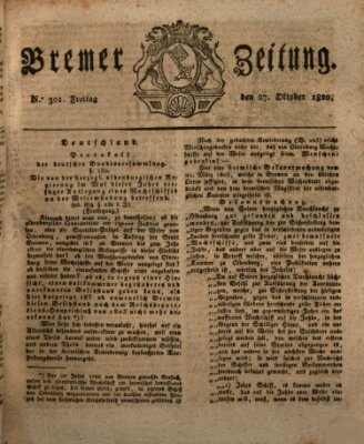 Bremer Zeitung Freitag 27. Oktober 1820