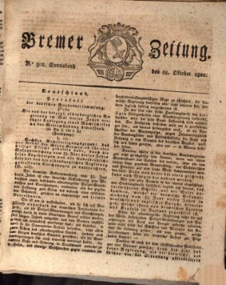 Bremer Zeitung Samstag 28. Oktober 1820