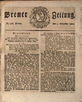 Bremer Zeitung Freitag 3. November 1820