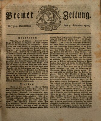 Bremer Zeitung Donnerstag 9. November 1820