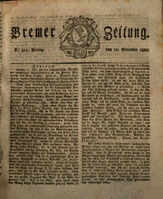 Bremer Zeitung Freitag 10. November 1820