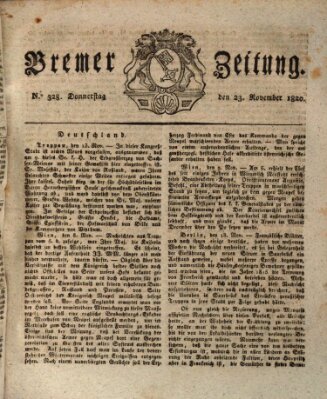 Bremer Zeitung Donnerstag 23. November 1820