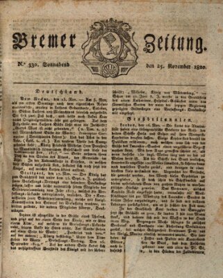 Bremer Zeitung Samstag 25. November 1820